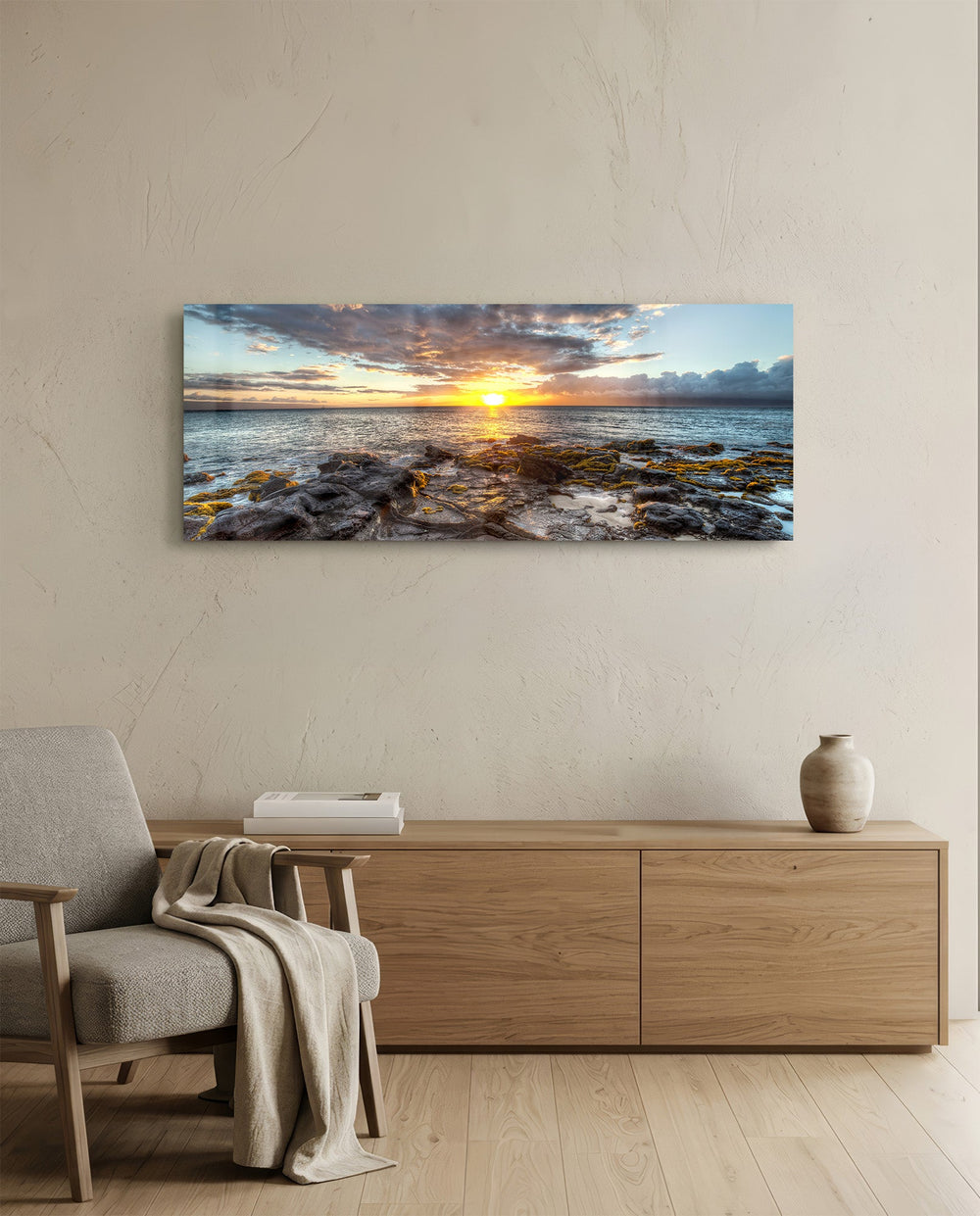 Sunset Glass Wall Art (36"x14") lifestyle preview A
