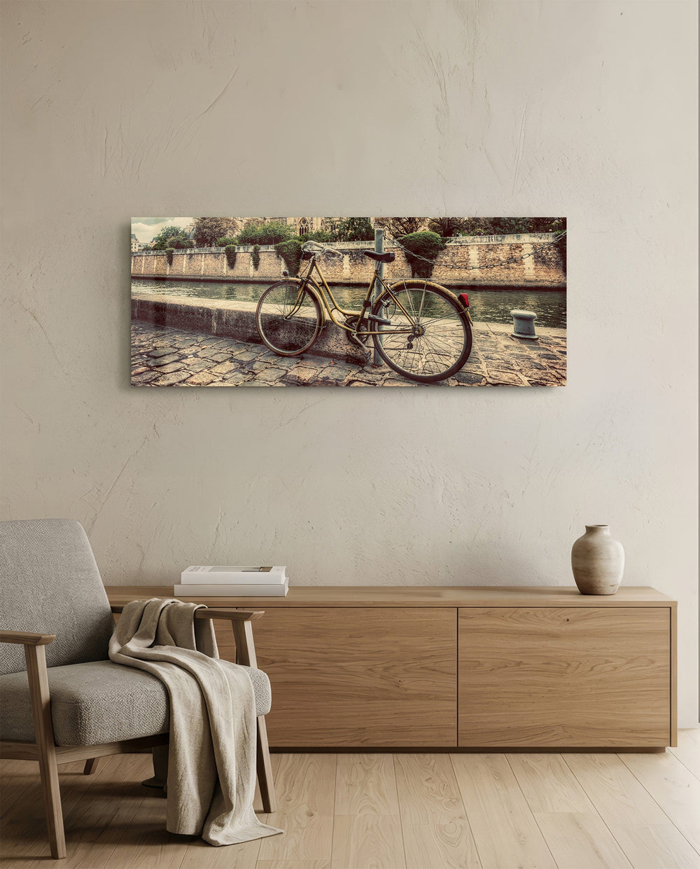 Bicycle Glass Wall Art (36"x14") lifestyle preview A