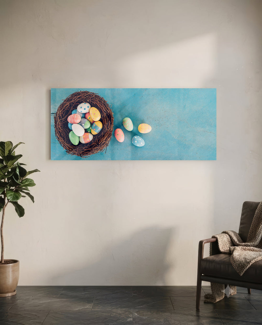 Eggs Glass Wall Art (36"x14") lifestyle preview C