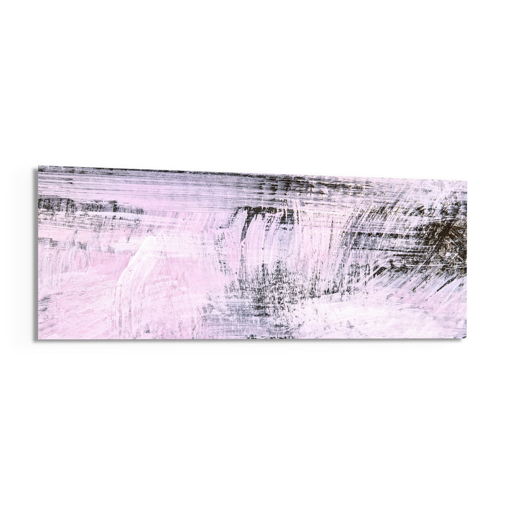 Blush Pink And Charcoal Brushstroke Glass Wall Art lifestyle preview F