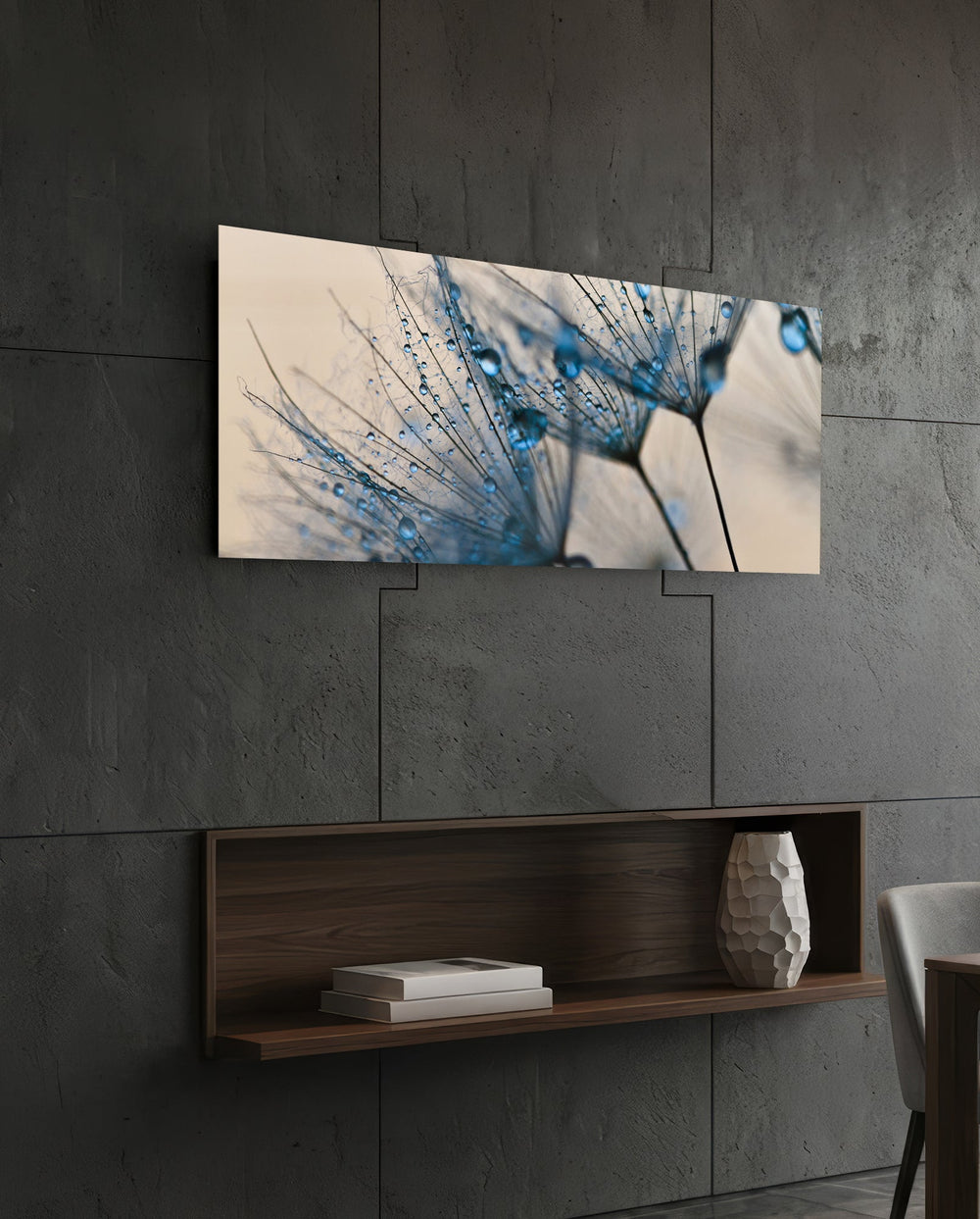 Macro Dandelion Glass Wall Art (36"x14") lifestyle preview B