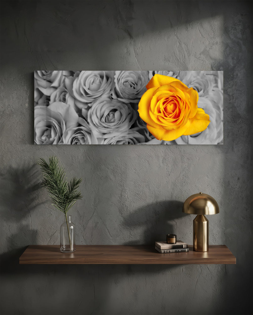 Yellow Rose Glass Wall Art (36"x14") lifestyle preview D