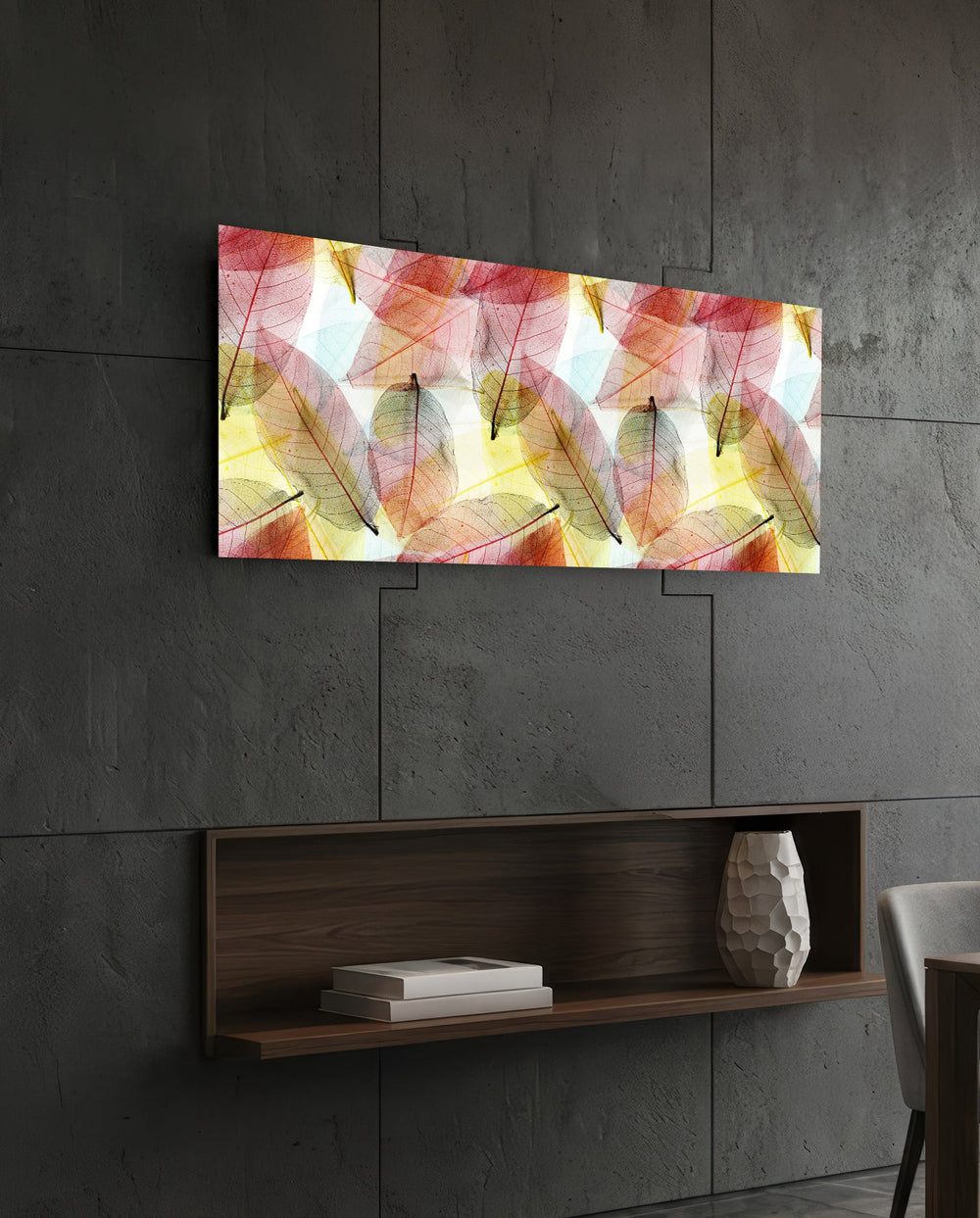 Colored Leaves Glass Wall Art (36"x14") lifestyle preview B