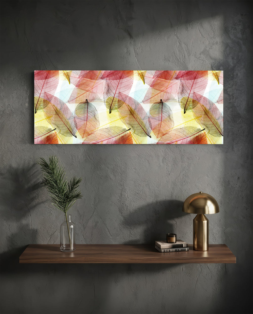 Colored Leaves Glass Wall Art (36"x14") lifestyle preview D