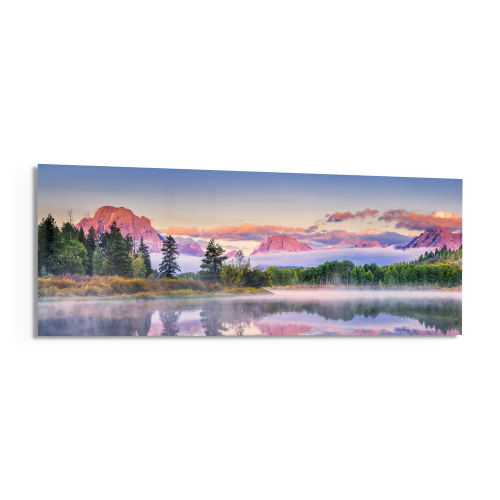 Foggy Mountain Glass Wall Art (36"x14") lifestyle preview F