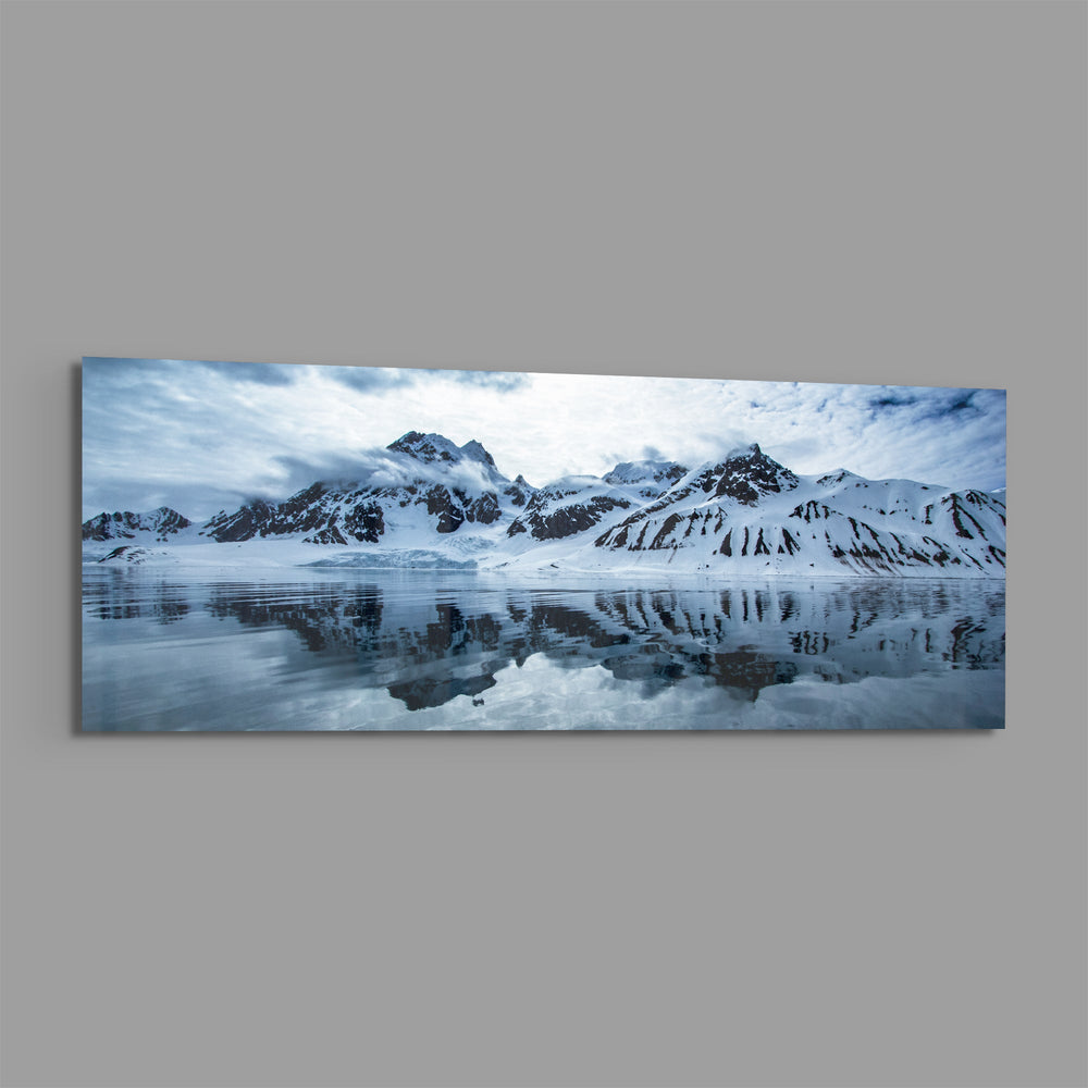 Snowy Mountain Glass Wall Art (36"x14") lifestyle preview E