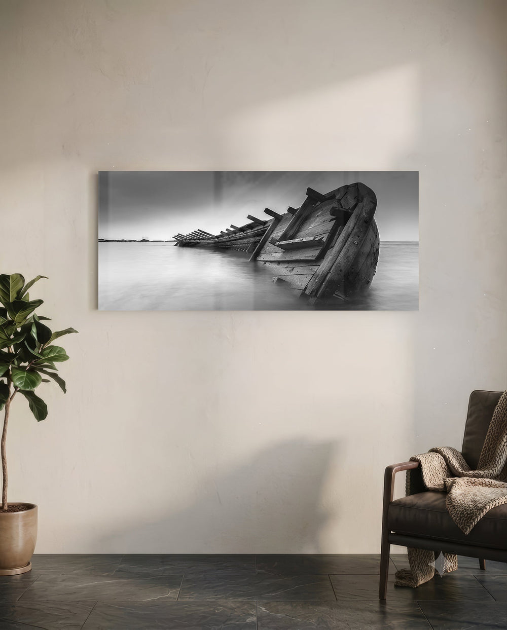 Shipwreck Glass Wall Art (36"x14") lifestyle preview C
