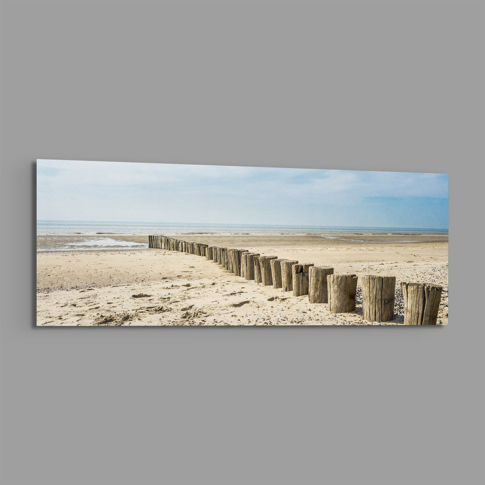 Weathered Wood Posts Pale Shore Glass Wall Art lifestyle preview E