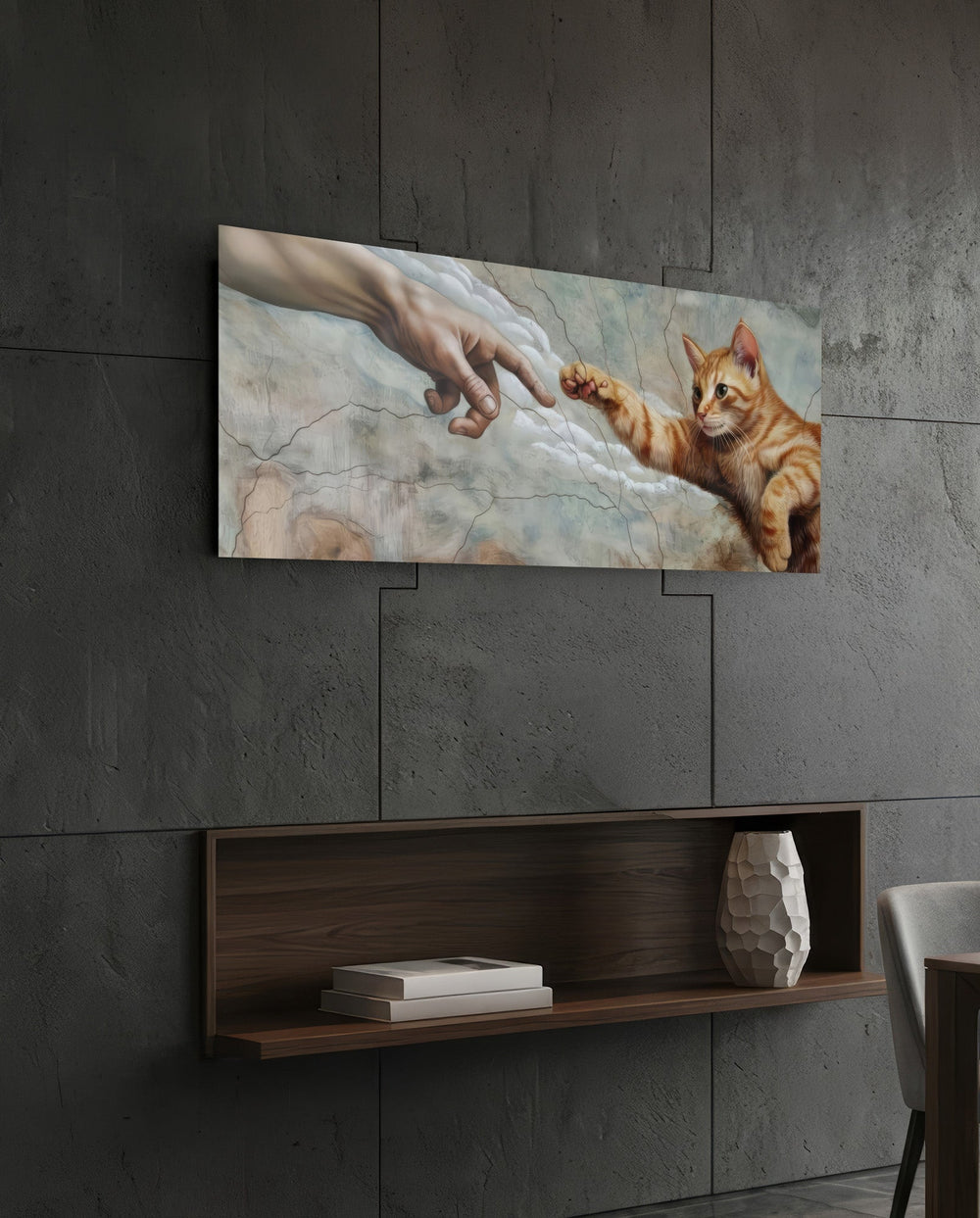Ginger Kitten and Creation Hand Glass Wall Art (36"x14")