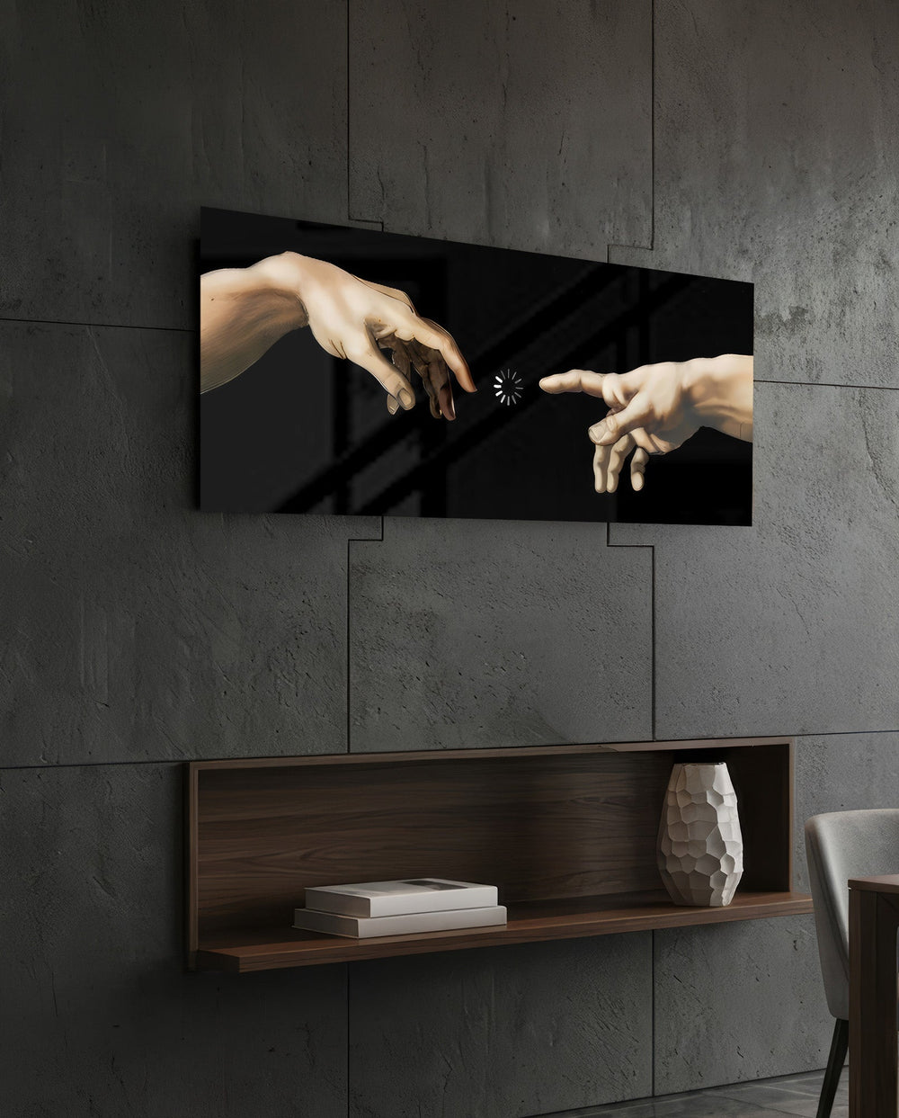 Loading Connection Reaching Hands Glass Wall Art (36"x14")