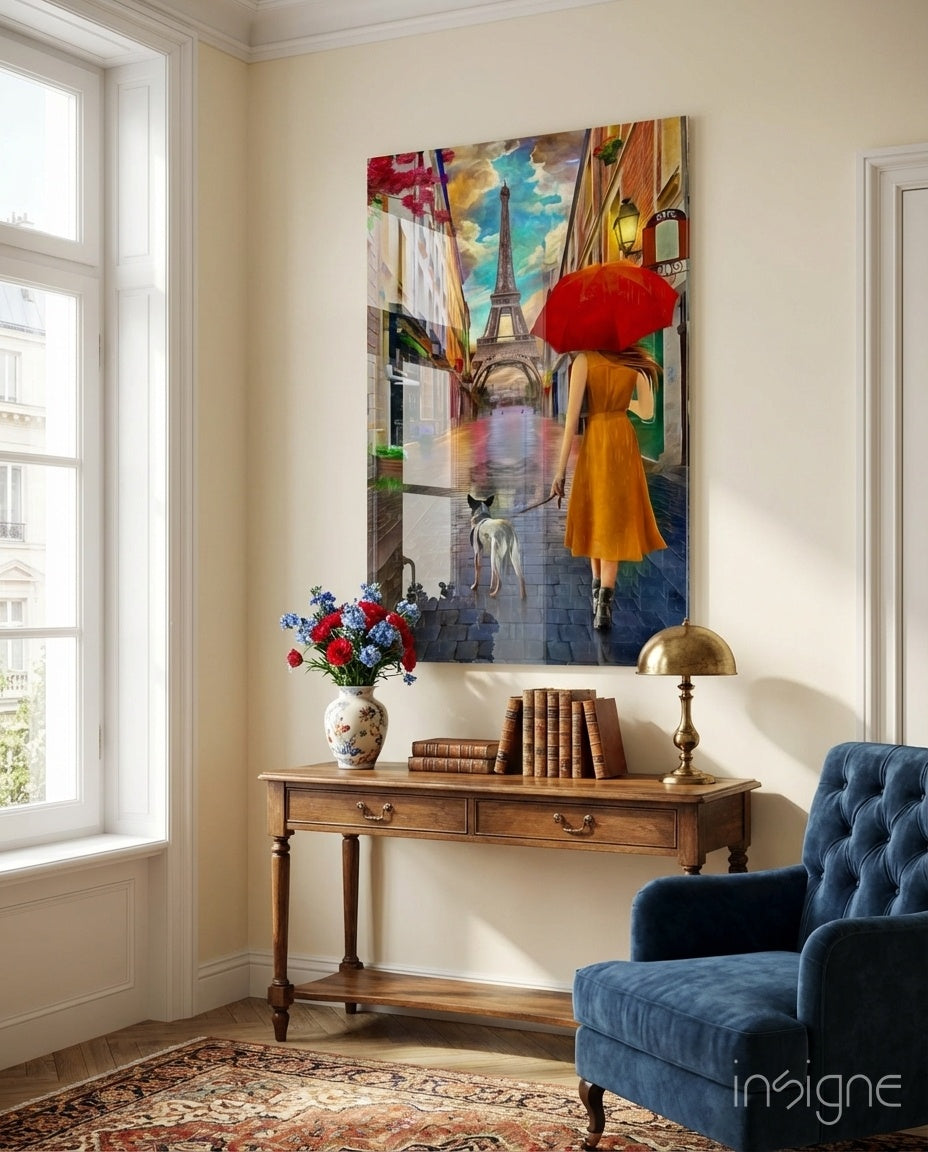 Paris Glass Wall Art - Lifestyle preview in a designer interior