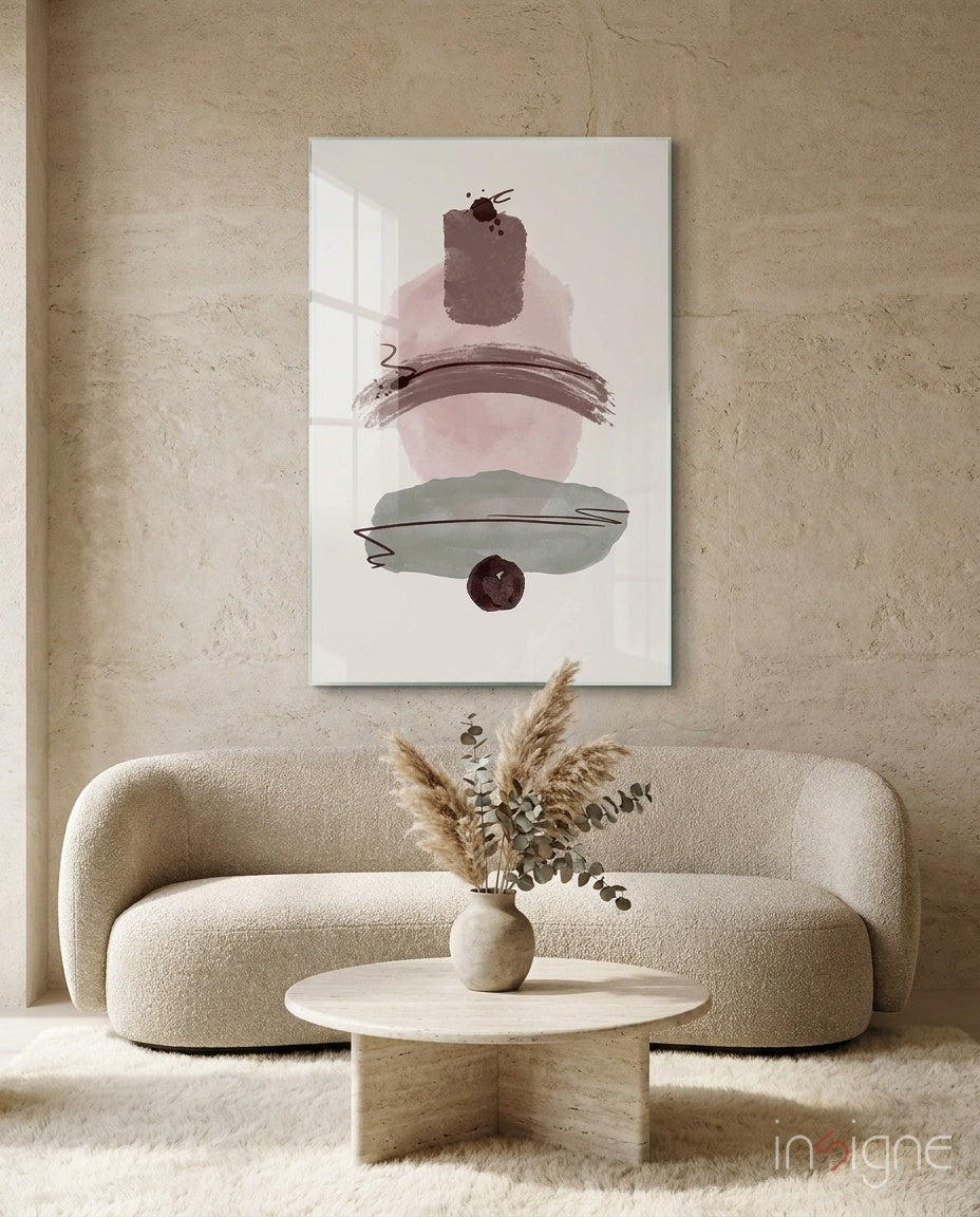 Abstract Shapes Glass Wall Art - Lifestyle preview in a designer interior