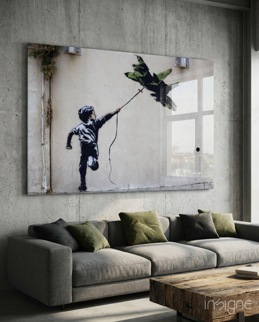War Kite Glass Art - Lifestyle preview in a designer interior