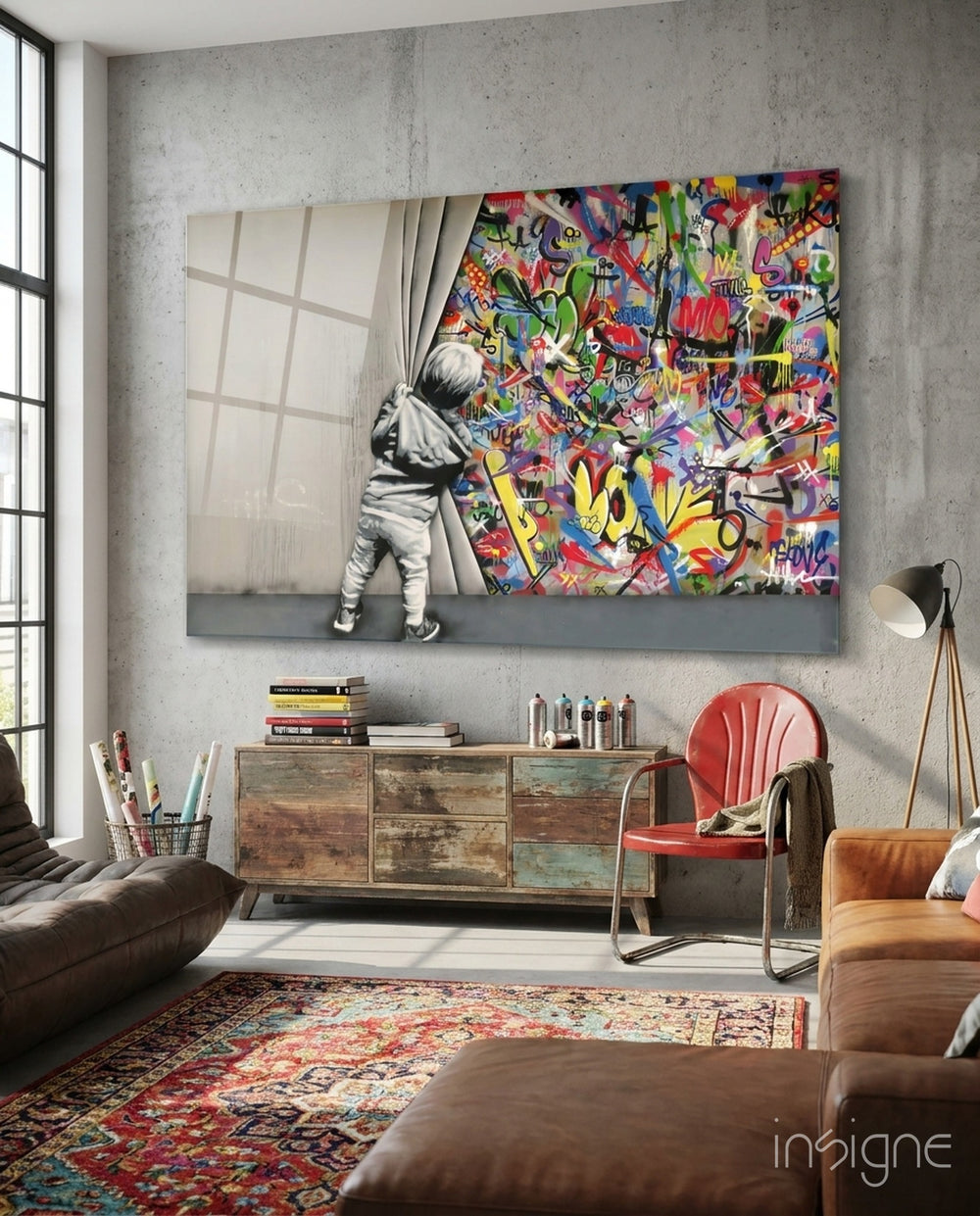 Behind the Curtain Glass Art - Lifestyle preview in a designer interior
