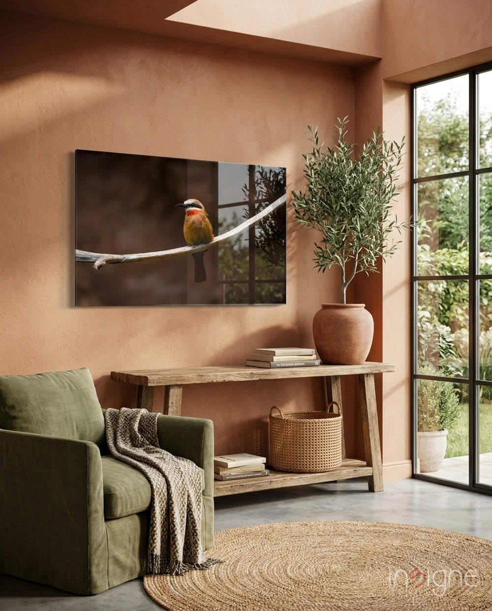 Bee Eater Glass Art - Lifestyle preview in a designer interior