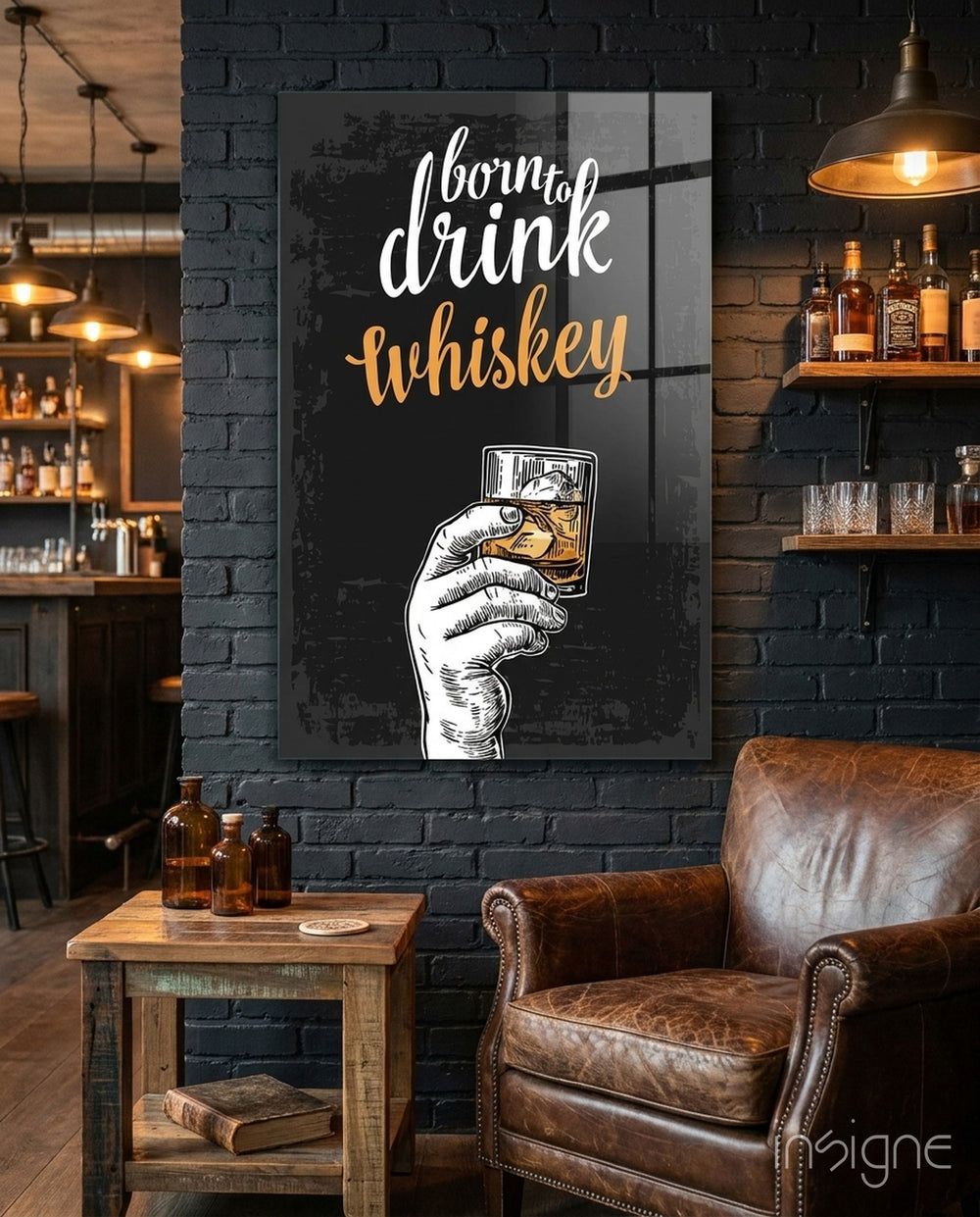Whiskey Glass Wall Art - Lifestyle preview in a designer interior