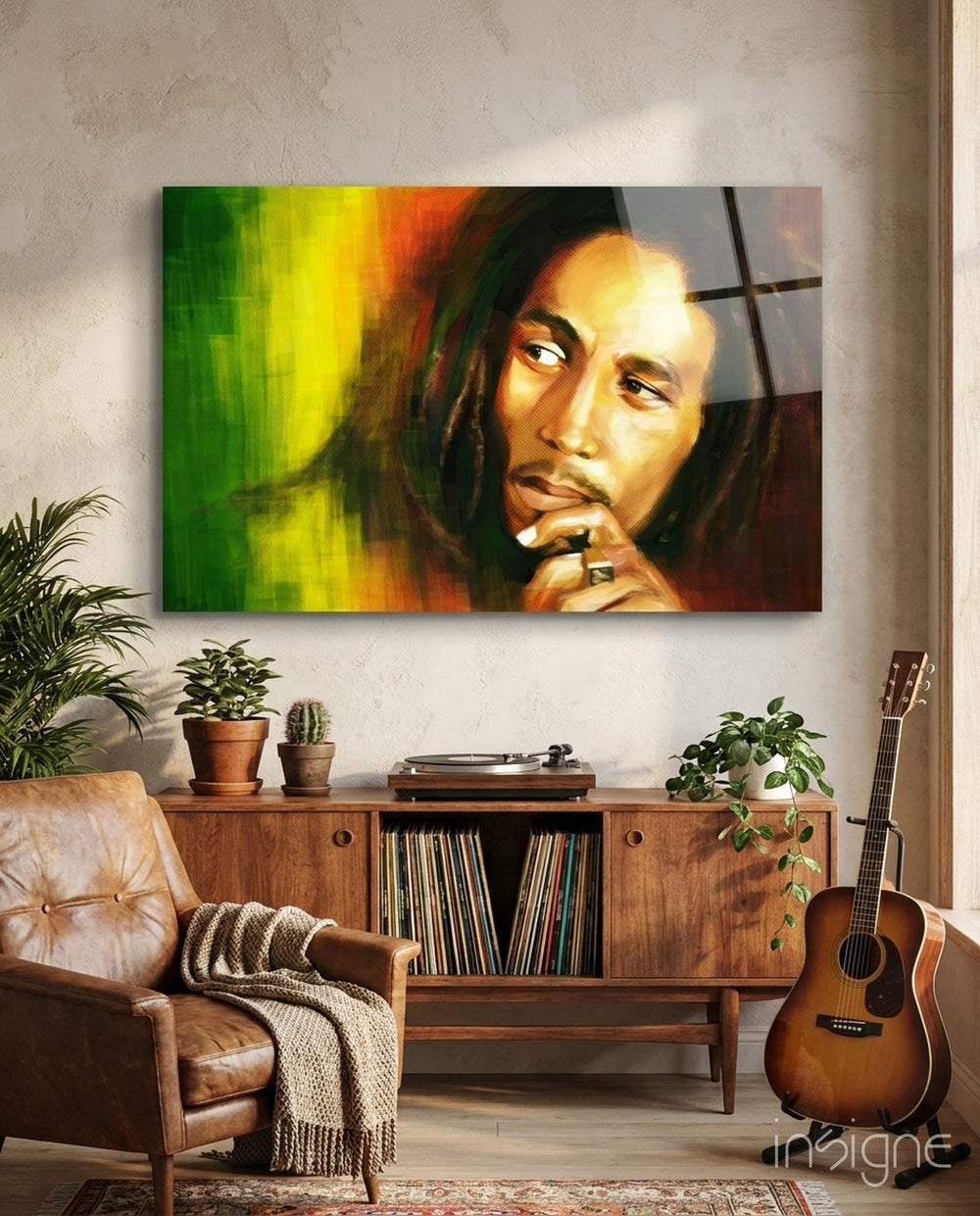Reggae Dreadlocks Portrait Glass Wall Art