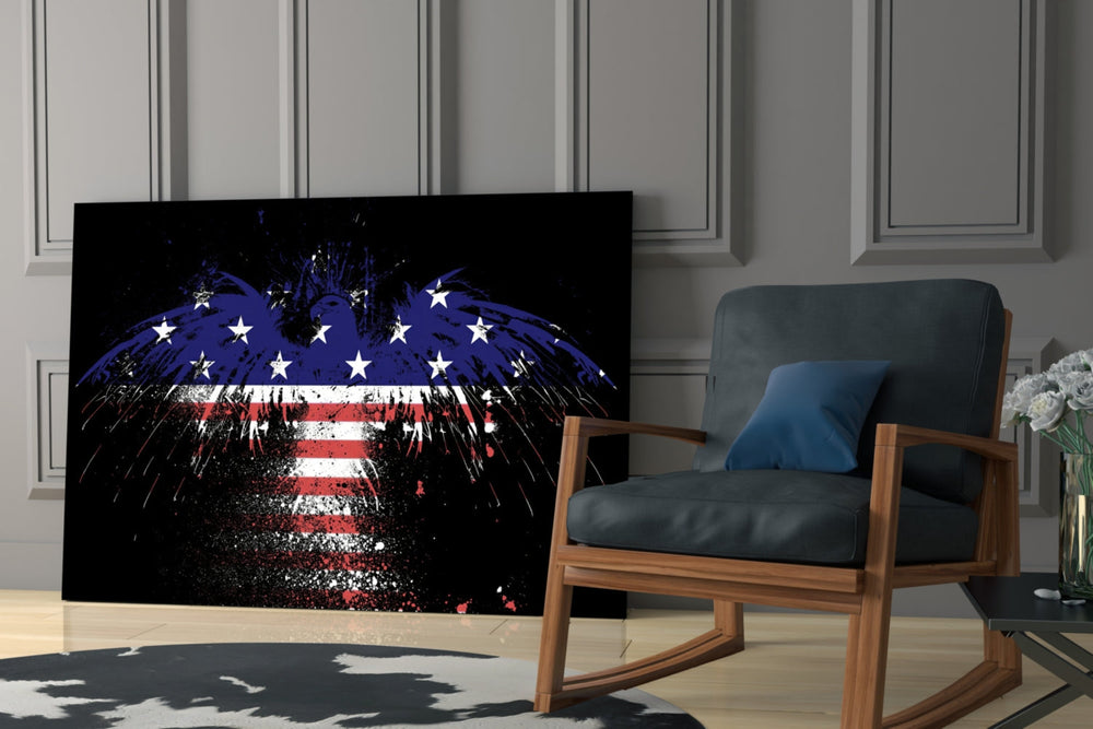 American Eagle glass print enhancing a study with cinematic mood