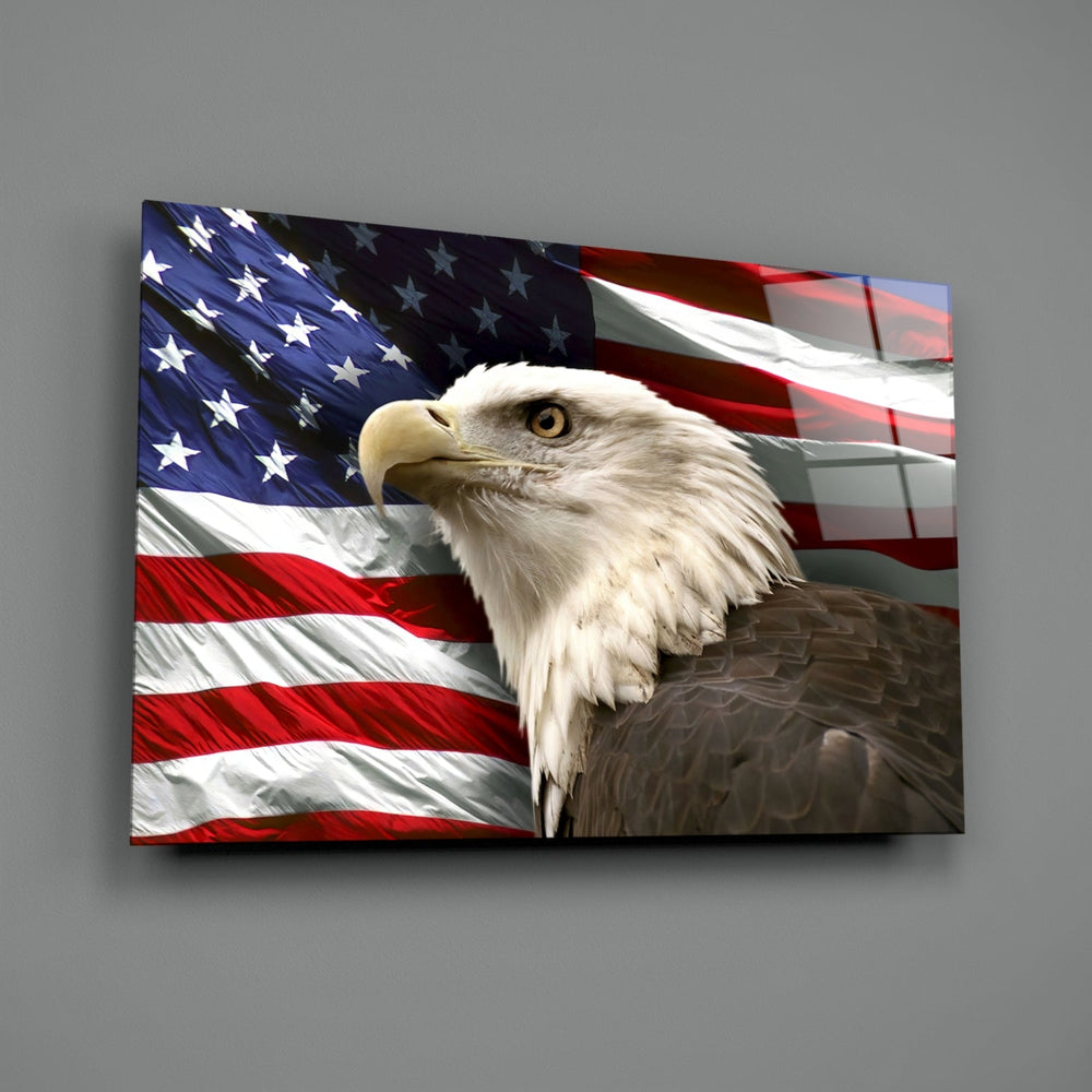 Patriotic-portrait panel bringing patriotic gravity to a contemporary lounge