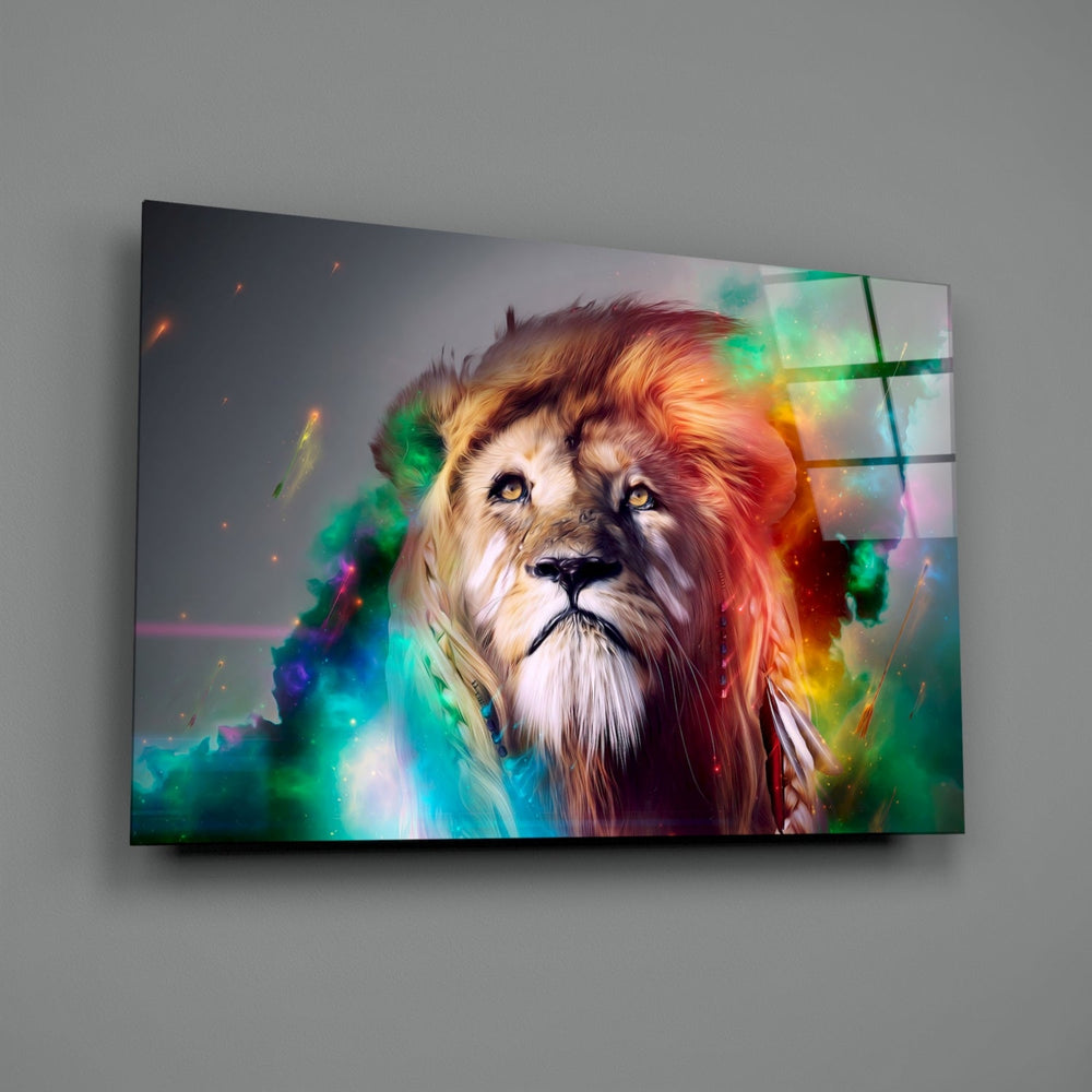 Fantasy-portrait panel bringing mystical drama to a contemporary lounge