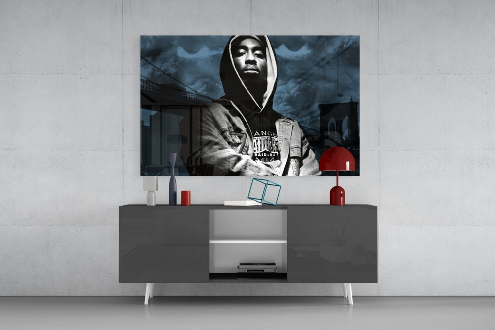 Old School Hip-Hop Portrait Glass Wall Art