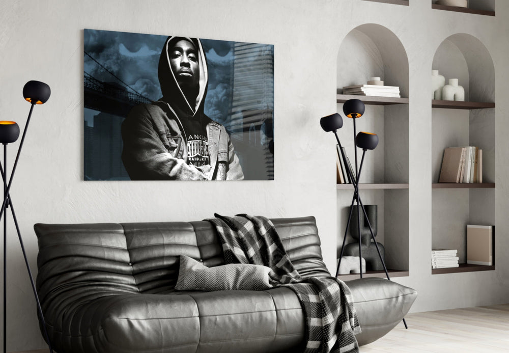 Old School Hip-Hop Portrait Glass Wall Art