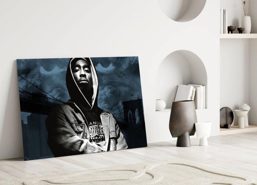 Old School Hip-Hop Portrait Glass Wall Art