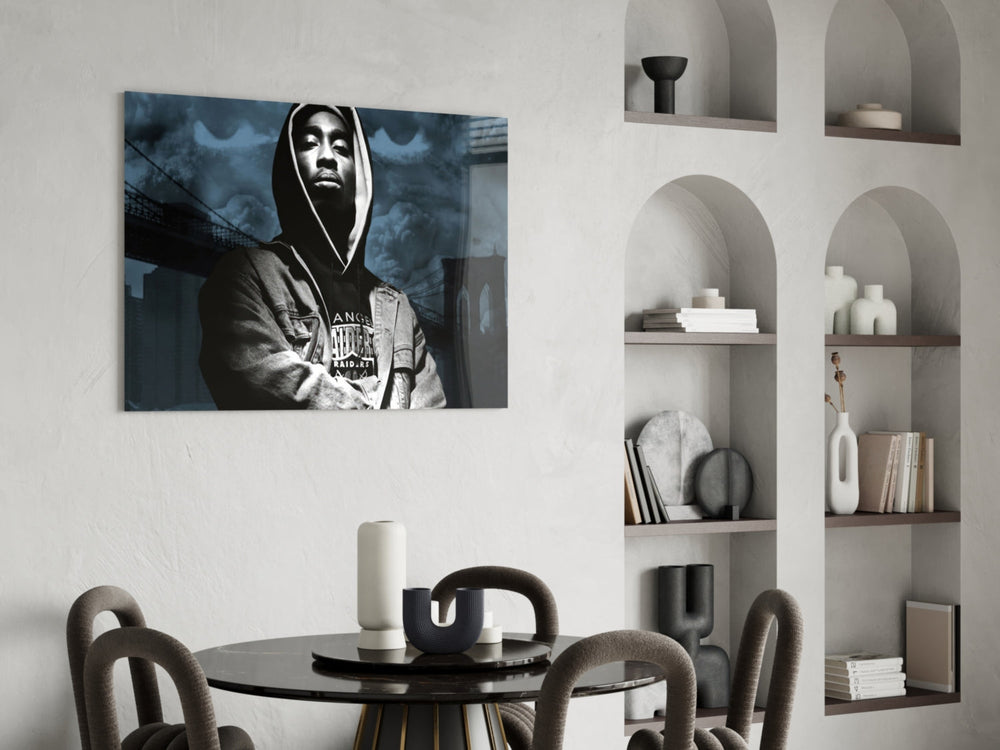 Old School Hip-Hop Portrait Glass Wall Art