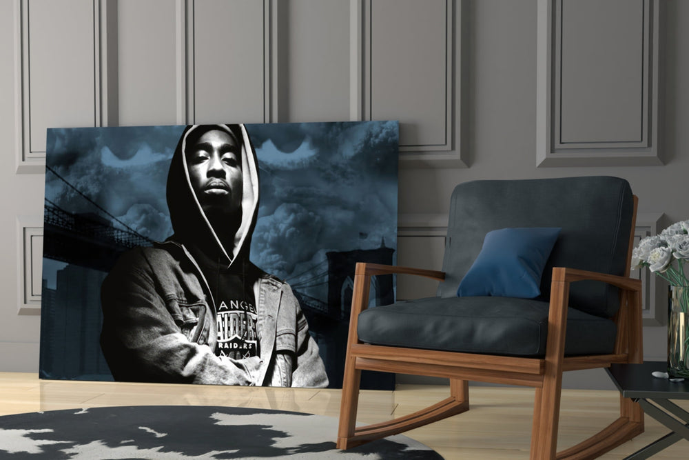 Old School Hip-Hop Portrait Glass Wall Art
