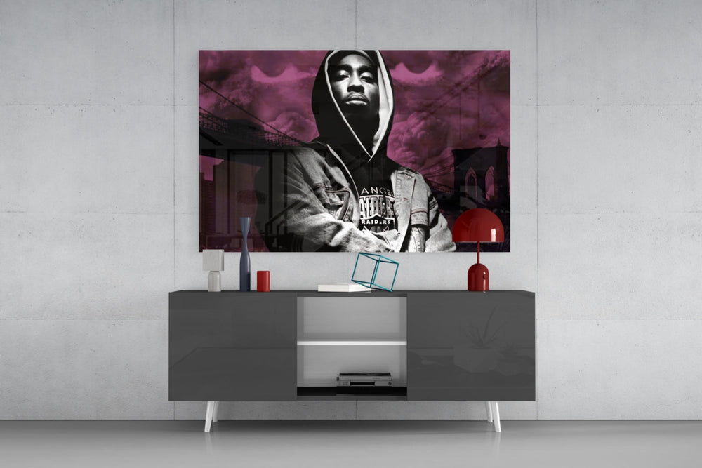 Old School Hip-Hop Portrait Glass Wall Art