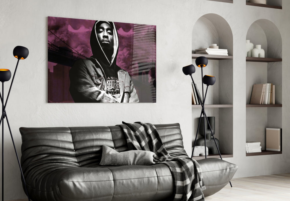 Old School Hip-Hop Portrait Glass Wall Art