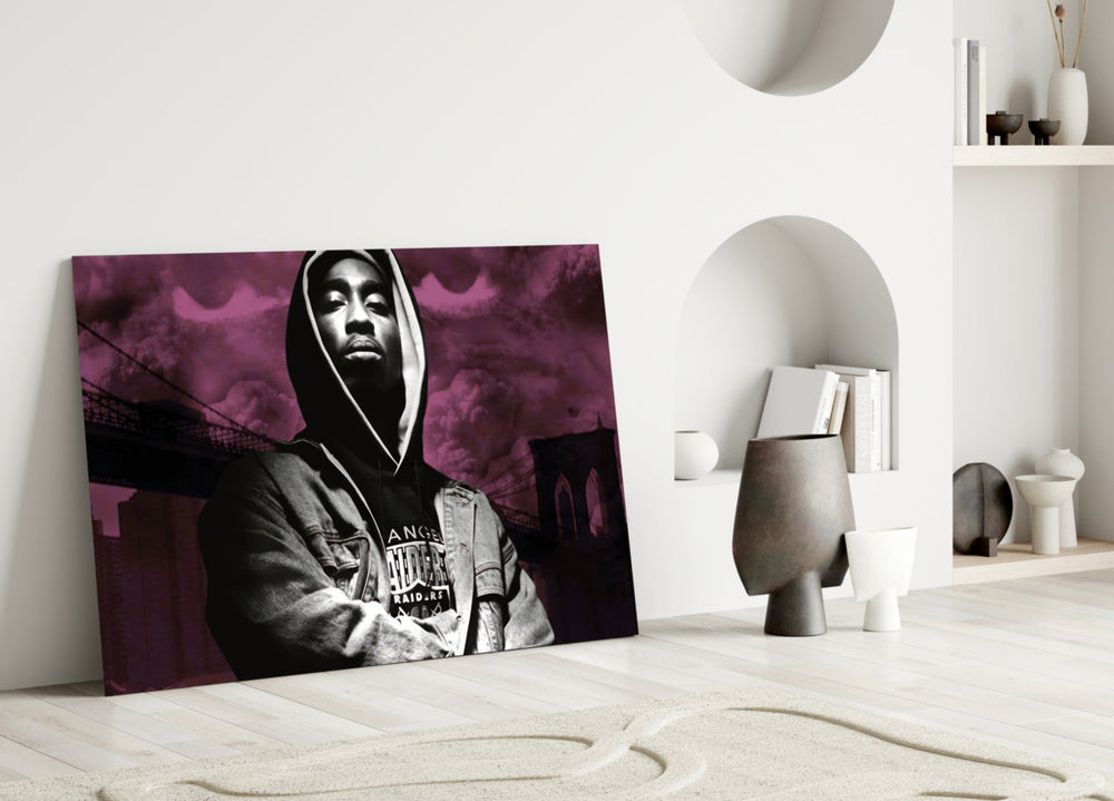Old School Hip-Hop Portrait Glass Wall Art