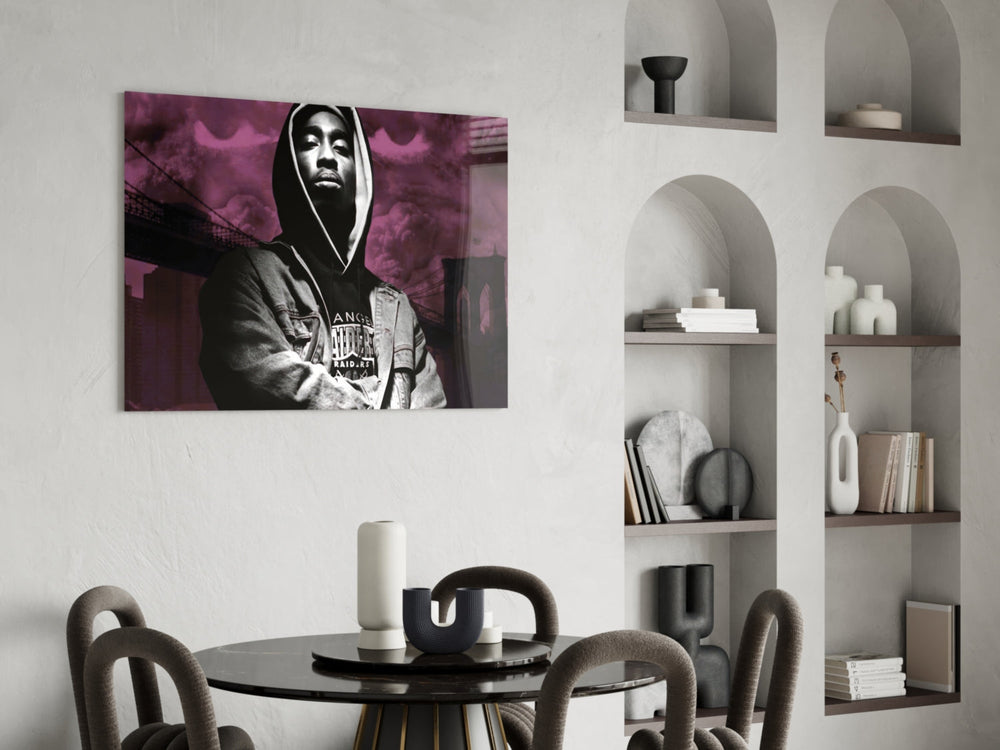 Old School Hip-Hop Portrait Glass Wall Art