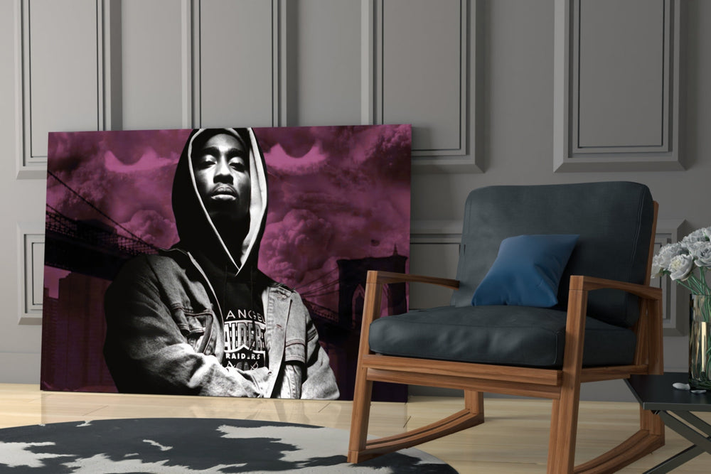 Old School Hip-Hop Portrait Glass Wall Art