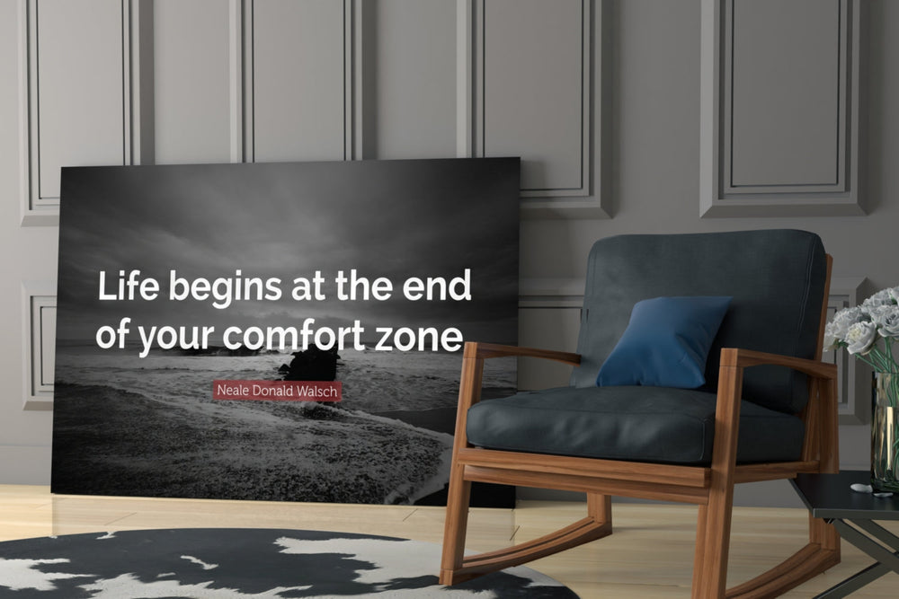 Where the Life Begins? glass print enhancing a study with cinematic warmth