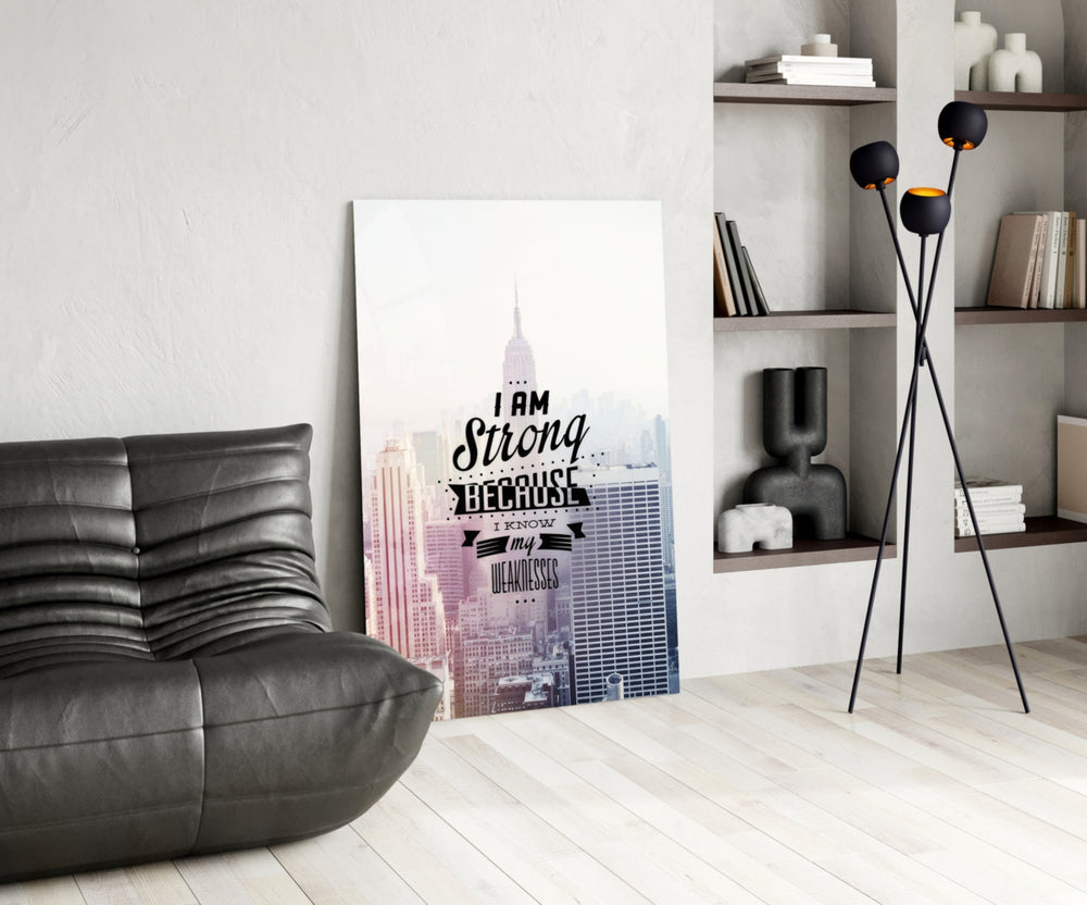 I am Strong panel adding editorial drive to a hallway