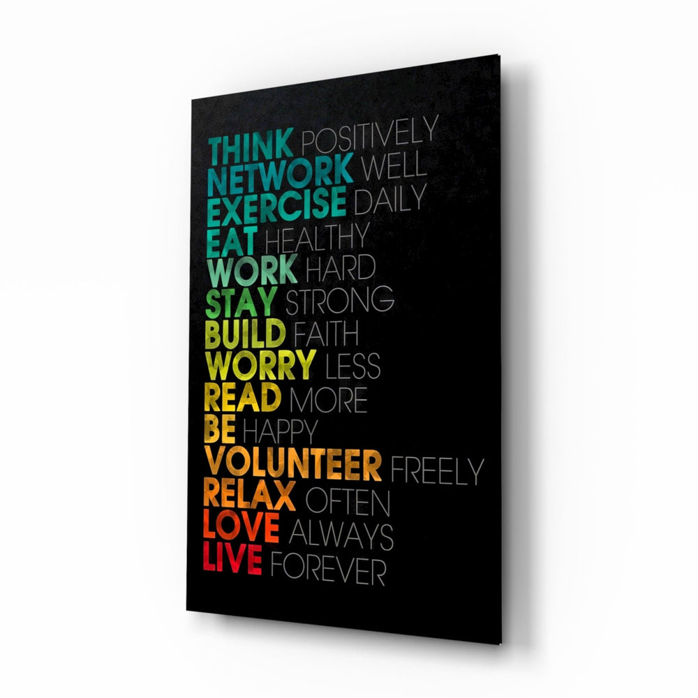 Motivational-typography panel bringing uplifting drive to a contemporary office