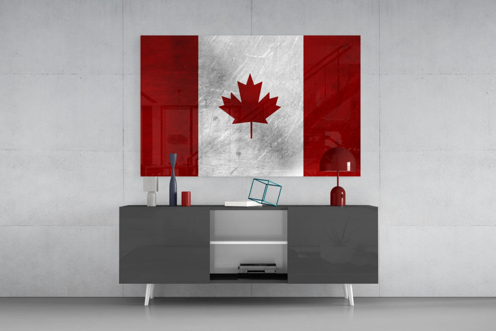 Flag of Canada Flag panel catching directional light to reveal its patriotic edge