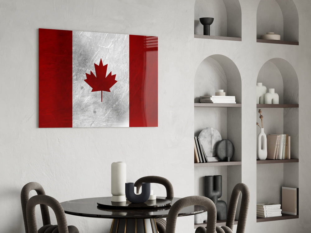 Flag of Canada Flag panel adding editorial drama to a man cave