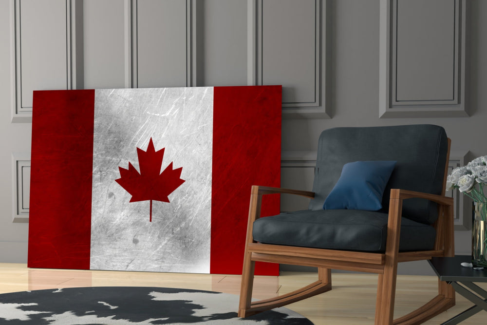 Flag of Canada Flag glass print enhancing a study with cinematic warmth