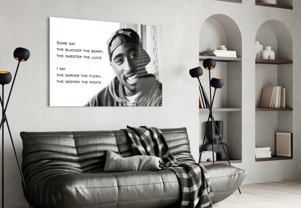 Old School Hip-Hop Portrait Glass Wall Art