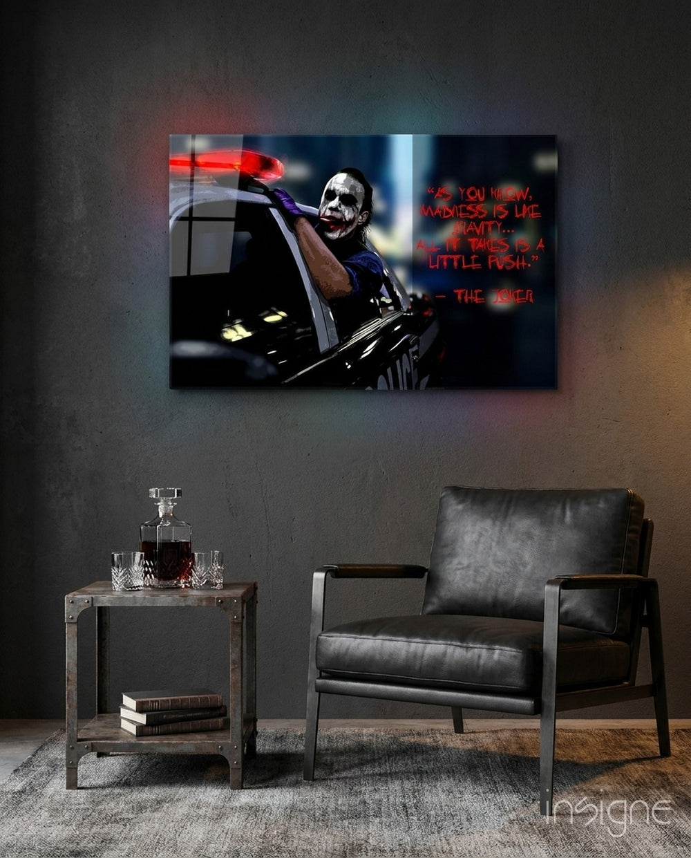 Joker Glass Wall Art - Lifestyle preview in a designer interior