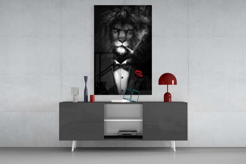 Lion as a Gentleman panel catching directional light to reveal its luxe wit