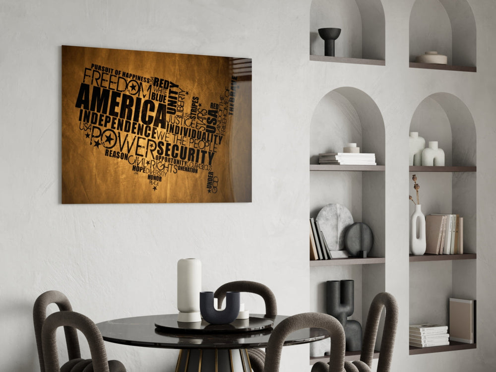 USA Map panel adding editorial drama to a hallway