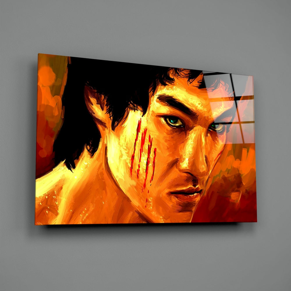 Painterly-cinema panel bringing smoldering gravity to a contemporary man cave