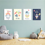Believe in Magic Nursery 4 Pieces Kids Metal Wall Art.