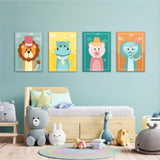 Dapper Animals 4 Pieces Kids Metal Wall Art.