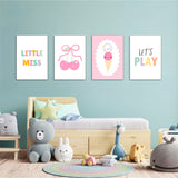 Little Miss Cherry Sweet 4 Pieces Kids Metal Wall Art.