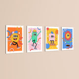 Retro Cartoon Characters 4 Pieces Kids Metal Wall Art.