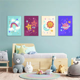 Rainbow Moon and Stars 4 Pieces Kids Metal Wall Art.